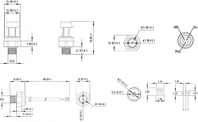 Передатчик давления латунного снабжения жилищем коррозионной устойчивости 4.5ВДК керамический 3